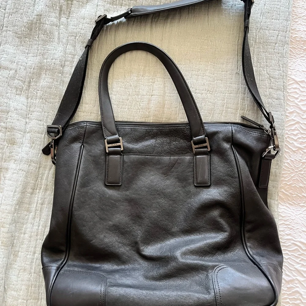 TUMI Charcoal Leather Briefcase